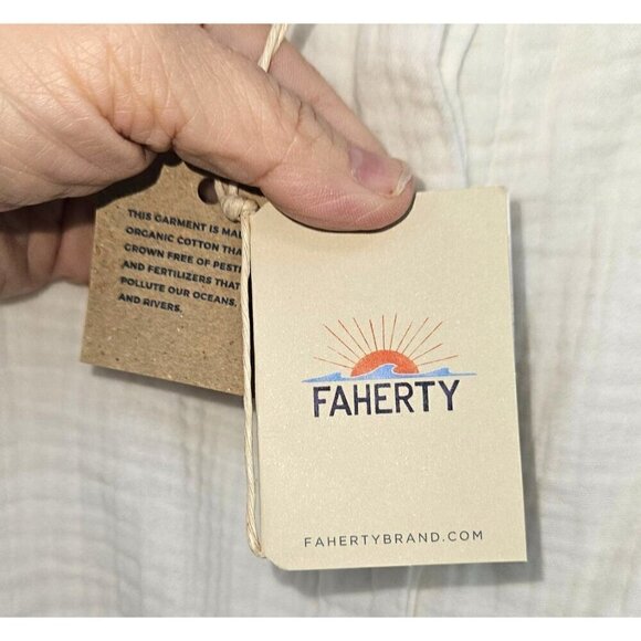 Faherty Leila Jumpsuit Sz Medium White All Organic Cotton Pockets Adj Straps NEW - Picture 12 of 16